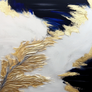 Tableau décoratif Peinture d'artiste bleu et or – Image 2