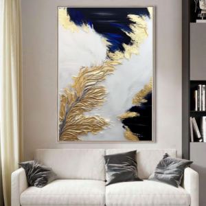 Tableau décoratif Peinture d'artiste bleu et or
