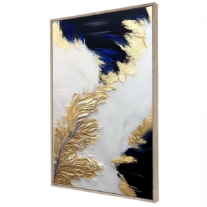 Tableau décoratif Peinture d'artiste bleu et or – Image 4