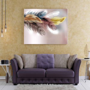 Tableau décoratif Plumes multicolores : Vibrance sur toile