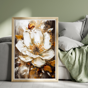 Tableau décoratif Harmonie dorée : élégance florale abstraite