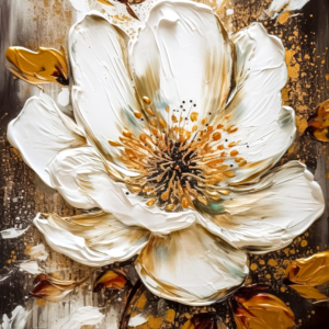 Tableau décoratif Harmonie dorée : élégance florale abstraite – Image 2